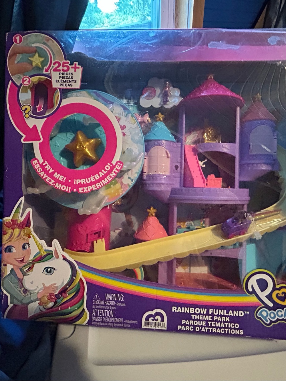 Polly Pocket Rainbow Funland Theme Park Playset - Pink & Purple